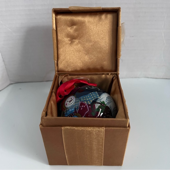 Christmas Tree Ornament SNOWMAN Blown Glass Hand Blown INSIDE-Painted - Picture 2 of 12